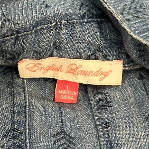 English Laundry Blue Chambray Button-Up Shirt Size L Great Pre-Owned Condition - Picture 7 of 11